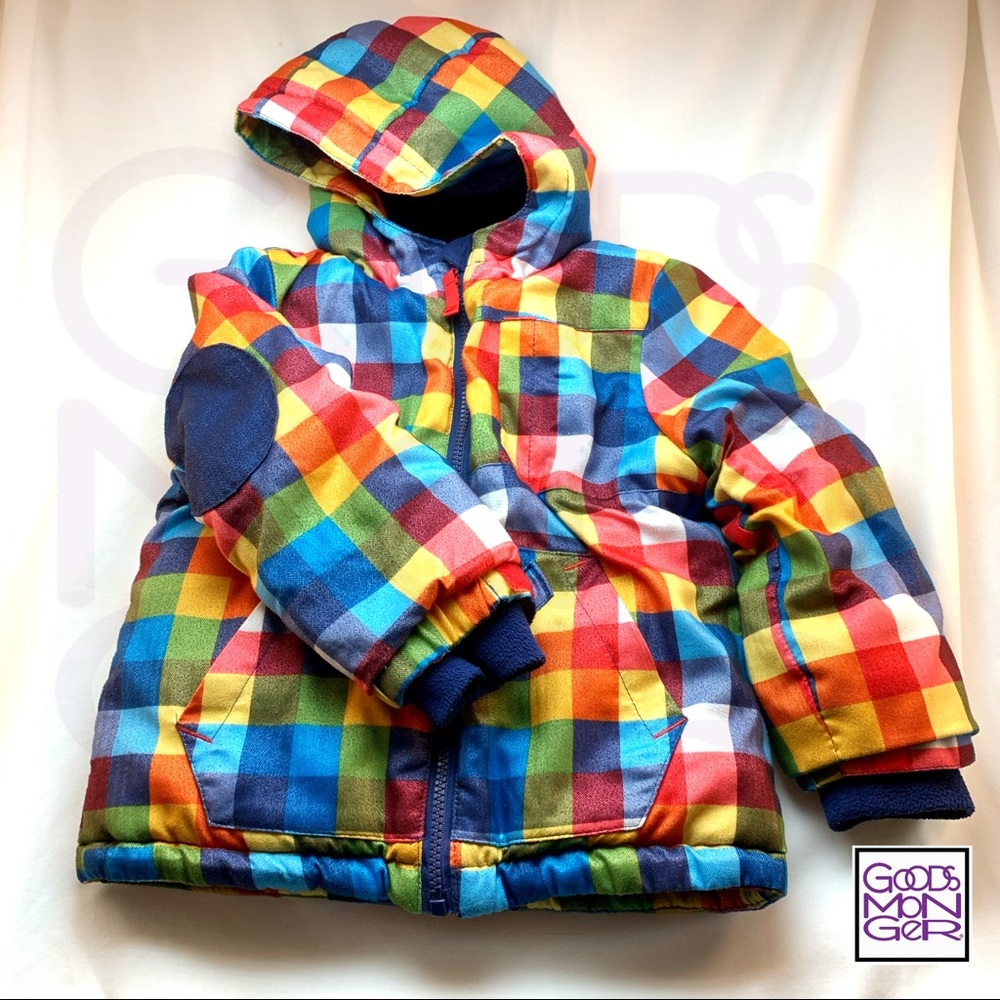 Cat & Jack Rainbow Plaid Winter Coat 4T.
